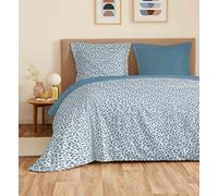 COTON PUR Parure de draps 4 pièces Vanessa pour lit 160 x 200 cm Grande Largeur (Diana Bleu)