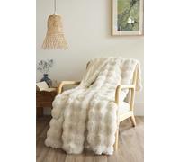 COTON PUR Plaid 125 x 150 cm Polyester Fausse Fourrure Astra Le Fil d'Ariane (Ivoire)