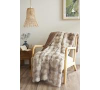 COTON PUR Plaid 125 x 150 cm Polyester Fausse Fourrure Astra Le Fil d'Ariane (Taupe)