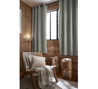 COTON PUR Rideau occultant phonique et Thermique doublé Polaire Bjorn 100% Opaque Le Fil d'Ariane (Eucalyptus, 2 Panneaux 140 x 180 cm)