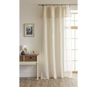 COTON PUR Voilage Ajustable + 8 Anneaux Pince 140 x 270 cm Effet Bouclette Elda Le Fil d'Ariane (Sable)