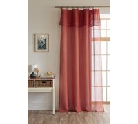 COTON PUR Voilage Ajustable + 8 Anneaux Pince 140 x 270 cm Effet Bouclette Elda Le Fil d'Ariane (Terracotta)