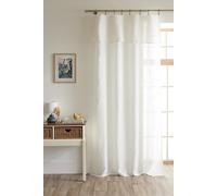 COTON PUR Voilage Ajustable + 8 Anneaux Pince 140 x 270 cm Polyester Effet Lin Nia Le Fil d'Ariane (Ivoire)