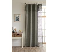 COTON PUR Voilage Ajustable + 8 Anneaux Pince 140 x 270 cm Polyester Effet Lin Nia Le Fil d'Ariane (Kaki)