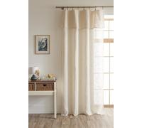 COTON PUR Voilage Ajustable + 8 Anneaux Pince 140 x 270 cm Polyester Effet Lin Nia Le Fil d'Ariane (Sable)