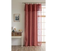COTON PUR Voilage Ajustable + 8 Anneaux Pince 140 x 270 cm Polyester Effet Lin Nia Le Fil d'Ariane (Terracotta)