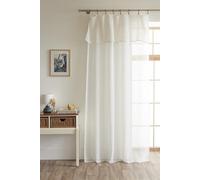 COTON PUR Voilage Ajustable + 8 Anneaux Pince 140 x 270 cm Polyester Effet Maille Freya Le Fil d'Ariane (Ivoire)