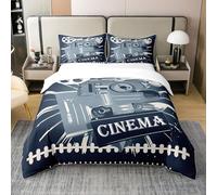 Coton Style de Cinéma Vintage Housse de Couette 140x200,Billets de Cinéma Maison pour Hommes et Femmes Parure de Lit,Thème de Film Noir Couvre Lit,Ensemble de Literie Artistique