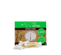 Coton Tige Bambou - Boîte 200 Cotons tiges blanc Bambou Feel Natural - Hygiene Oreille, Demaquillage