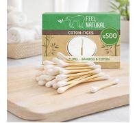Coton Tige Bambou x500 Écologique - Bâtonnets Coton Naturel Biodégradable- Hygiène & Maquillage
