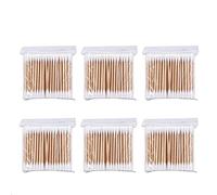 Coton Tiges 6 Paquets 600 Pièces Bourgeons de Coton en Bambou pour Outil de Nettoyage pour Soins de Nettoyage des Oreilles Soin des Blessures Outil Cosmétique Biodégradables Double Tête
