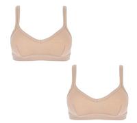 Cotonella, Brassiere en coton doux bi-élastique - Brassiere confortable aux bords extra-confort - Art. GD065, 2 pièces beige, L