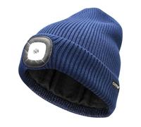 COTOP Bonnet avec Lumière, Bonnet Tricoté Chaud en Polaire, Cadeaux pour Hommes et Femmes, Bonnet Doux avec Lampe Frontale pour Randonnée, Course, Cyclisme