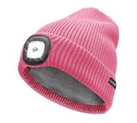 COTOP Bonnet avec Lumière, Bonnet Tricoté Chaud en Polaire, Cadeaux pour Hommes et Femmes, Bonnet Doux avec Lampe Frontale pour Randonnée, Course, Cyclisme