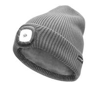 COTOP Bonnet avec Lumière, Bonnet Tricoté Chaud en Polaire, Cadeaux pour Hommes et Femmes, Bonnet Doux avec Lampe Frontale pour Randonnée, Course, Cyclisme