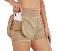 COTOP Short de Course pour Femmes,2 en 1 Short de Sport pour Femmes avec Poche,Taille Haute Short à séchage Rapide pour Fitness,Jogging,entraînement