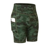 COTOP Short de Sport pour Femmes, Short de Yoga Taille Haute avec 2 Poches Latérales, Leggings Courts pour Femmes pour Yoga Course à Pied Fitness Vélo