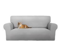 Cotopuro Housse de Canapé 2 Places avec Accoudoirs, Housse canapé en Velours Elastique Anti-Rayures pour Les Chats, Universelle, Super Douce et Confortable Gris Clair