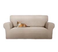 Cotopuro Housse de Canapé 3 Places avec Accoudoirs, Housse canapé en Velours Elastique Anti-Rayures pour Les Chats, Universelle, Super Douce et Confortable Chameau