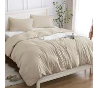 Cotopuro Housse de Couette 100% Coton 1 Personne 140x200 (1 Taies Oreiller 50x80), Parure Lit de Qualité Supérieure en Coton 150GSM,Doux, Respirant, Hypoallergénique - Beige