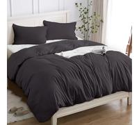 Cotopuro Housse de Couette 100% Coton 1 Personne 140x200 (1 Taies Oreiller 50x80), Parure Lit de Qualité Supérieure en Coton 150GSM,Doux, Respirant, Hypoallergénique - Gris Foncé