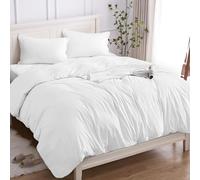 Cotopuro Housse de Couette 100% Coton 1 Personne 155x200 (1 Taies Oreiller 50x80), Parure Lit de Qualité Supérieure en Coton 150GSM,Doux, Respirant, Hypoallergénique - Blanc