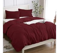 Cotopuro Housse de Couette 100% Coton 1 Personne 155x200 (1 Taies Oreiller 50x80), Parure Lit de Qualité Supérieure en Coton 150GSM,Doux, Respirant, Hypoallergénique - Bordeaux