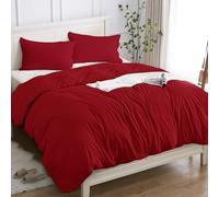 Cotopuro Housse de Couette 100% Coton 2 Personnes 200x200 (2 Taies Oreiller 50x80), Parure Lit de Qualité Supérieure en Coton 150GSM,Doux, Respirant, Hypoallergénique - Rouge