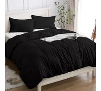 Cotopuro Housse de Couette 100% Coton 2 Personnes 200x200 (2 Taies Oreiller 50x80), Parure Lit de Qualité Supérieure en Coton 150GSM,Doux, Respirant, Hypoallergénique - Noir