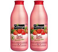 Cottage | Bain & Gel Douche | Lait Hydratant | Fraise & Menthe | 97% d'Ingrédients d'Origine Naturelle | 2 Bouteilles de 750 ml