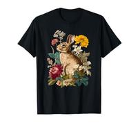 Cottage Bunny Lapin Floral Botanique Vintage Illustration T-Shirt
