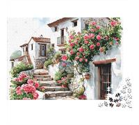 Cottage côté Rue 1000 Pièces Rose Pierre marches Puzzle pour Adultes Carton sans Odeur Anti-Stress Détente pour Débutants pour Cadeaux De Remerciement 70x50cm/1000pcs