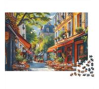 Cottage côté Rue 1000 Pièces Rue Café Parisien Puzzle pour Adultes Carton Résistant Anti-Stress pour S'amuser pour Experts Difficile sans Reflets 52x38cm/1000pcs