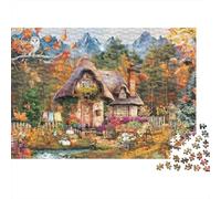 Cottage de Conte d’Automne Puzzle 1000 pièces, Chemin d’Automne, compétences cognitives, Concentration, Carton Premium, Adolescents, 52x38cm