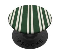 Cottage de Noël à Rayures Crème/Vert pin PopSockets PopGrip Adhésif