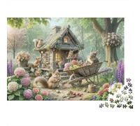 Cottage d'écureuil capricieux 1000 Pièces Carton Robuste Jeu De Puzzle pour Adultes Entraînement du Cerveau Décoration Murale Idée Cadeau 70x50cm/1000pcs