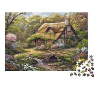 Cottage enchanté dans Green Woods Picture Puzzle 1000 Pieces Jigsaw Puzzles Le Paysage for Adults Cadeau De Fête Décoration D’intérieur 52x38cm/1000pcs