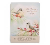Cottage Garden Let Heaven and Nature Sing Lot de 12 cartes de vœux de Noël en papier 14 x 19 cm