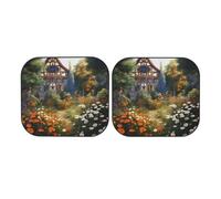 Cottage Garden - Lot de 2 pare-soleil pliables pour pare-brise de voiture pour la plupart des voitures, accessoires d'intérieur de véhicule universels - Blocs de protection contre le soleil - Grande