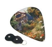 Cottage Garden Lot de 6 médiators en celluloïd de 0,96 mm d'épaisseur avec support de médiators en cuir, médiators personnalisés pour basse, guitare électrique et acoustique, cadeau pour les amateurs
