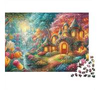 Cottage Magique Parmi Les Tulipes vibrantes Puzzle De 1000 Pièces Cottage enchanté Jeu De Défi pour Hommes, Femmes Et Personnes Âgées 70x50cm/1000pcs