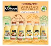 Cottage - OFFRE SPECIALE - Colis Panaché 6 Douches Huile Extra Nourrissantes 560ml - 97% d'ingrédients d'Origine Naturelle - Fabriqué en France