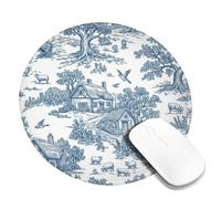 Cottage Petit tapis de souris rustique traditionnel en caoutchouc antidérapant pour bureau, maison, ordinateur portable, rond, 20,3 x 20,3 cm