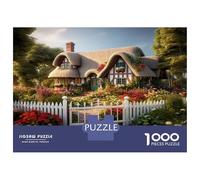 Cottage Rustic Idée Cadeau - 1000 Pièces De Puzzle Carton Épais Jeu De Puzzle Clôture Blanche Puzzle De Détente Voyage, Une Énigme du Cadeau De Noël Parfaite pour Adultes 70x50cm/1000pcs