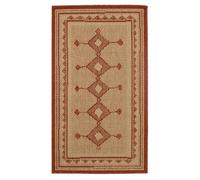 COTTAGE - Tapis réversible motifs vintages aspect sisal 110 x 60 cm Beige/Rouge