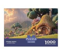 Cottage with A Thatched Roof 1000 Pcs Carton Extra-épais Coffret De Puzzles Hobbit-Style House Anti-Stress Jeu Familial Puzzles As Birthday Gifts 52x38cm/1000pcs