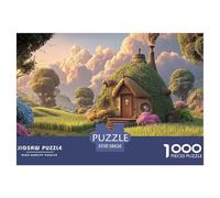 Cottage with A Thatched Roof 1000 Pcs Carton Premium Lot de Puzzles Hobbit-Style House Stimulant Et Éducatif Jeu Créatif Puzzles pour Adultes Et Enfants 38x26cm/1000pcs