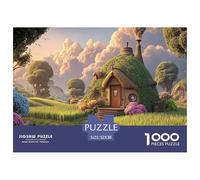 Cottage with A Thatched Roof 1000 Pièces Carton Premium Coffret De Puzzles Hobbit-Style House Stimulant Et Éducatif Jeu Créatif Puzzles pour Adultes Et Enfants 52x38cm/1000pcs