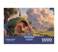 Cottage with A Thatched Roof 1000 Pièces Carton Premium Coffret De Puzzles Hobbit-Style House Stimulant Et Éducatif Jeu Créatif Puzzles pour Adultes Et Enfants 52x38cm/1000pcs