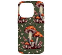 Cottagecore Aesthetic Mushroom Vintage Dark Green and Orange Coque pour iPhone 14 Pro